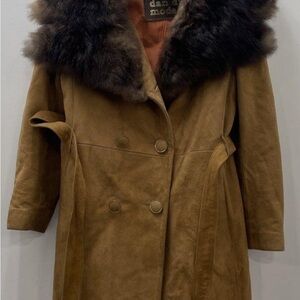 Dan di Modes Vintage Brown Fur Collar Women's Coat, Sz 10